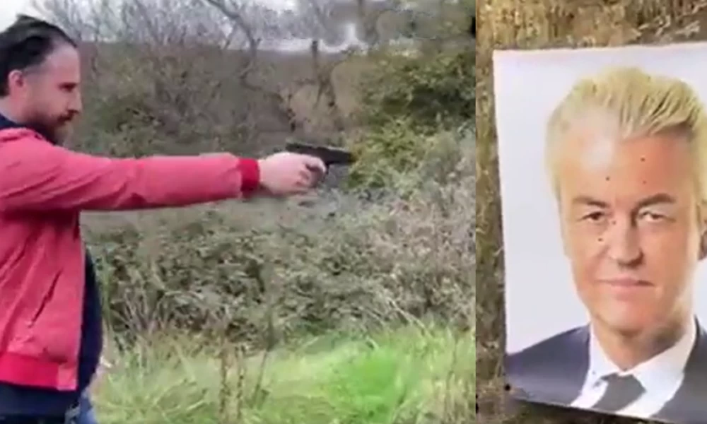 Μετανάστης πυροβολεί τη φωτογραφία του του Geert Wilders